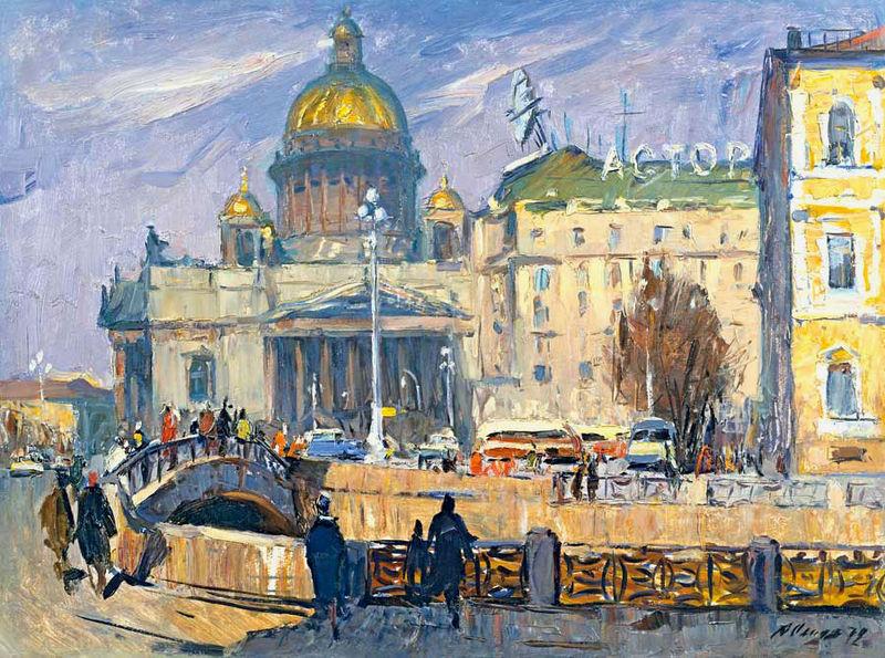 Alexander Nasmyth At the Isaakievskaya Square in Leningrad oil painting image